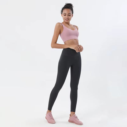 Nylon Tracksuits Women'S Yoga Set Sports Suit Gym Fitness Bra Leggings Women Lounge Wear Crop Tops Sexy 18 Colors