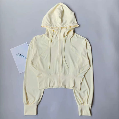 Women'S Fitness Coat Hooded Cardigan Tight Quick-Dry Sports Jacket Running Training Shirt Yoga Clothes Long Sleeve Sport Jacke